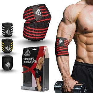 Elbow Wraps for Weightlifting (Pair), Stretchable 41" Elbow Compression Strap, Weightlifting Straps for Bench Press, Strength Training & Fitness Support, Elbows Straps for Golfer's Elbows & Tendonitis