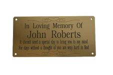 MEMORIAL BENCH PLAQUE PERSONALISED GRAVE MARKER SIGN SOLID BRASS 6" x 3"