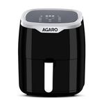 AGARO Galaxy Digital Air Fryer For Home, 4.5L, Electric Air Fryer, Convection Oven, 1400W, 7 Preset Programs & Reheat, 360 Degrees Air Circulation, Digital Touch Display, Bake, Roast, Toast, Black
