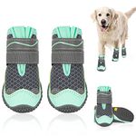 SlowTon Breathable Dog Shoes - Soft Non-Slip Rubber Sole Dog Boots for Hot Pavement, Adjustable Dog Paw Protector with Reflective Strap, Dog Booties for Small Medium Large Dogs (Green, 8)