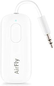 Twelve South AirFly Pro Bluetooth 5.0 Transmitter/Receiver for TV/Airplane to 2 Wireless Headphones – Wireless Adapter for AirPods, Airplane, Car, Gym, Home, Use with Any 3.5 mm Audio Jack, White