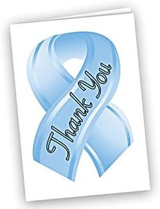 12 Light Blue Ribbon Thank You Cards for Prostate Cancer Awareness