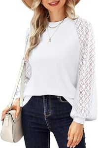 MIHOLL Women’s Long Sleeve Tops Lace Casual Loose Blouses T Shirts
