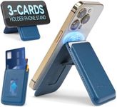 BOSTANTEN Mag Safe Wallet with Stand Magnetic Wallet for Phone Leather Magsafe Card Holder Compatible with iPhone 16/15/14/13/12 series and MagSafe cases, 1 Slot, Fit 3 Cards, Blue