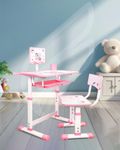 Amazon Brand - Jam & Honey Kids Functional Desk and Chair Set, Height Adjustable Children School Study Table with Book Holder Slot |Age 3+ Years (Pink)