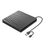 ZZOSRDR External CD DVD Drive, Type-C & USB 3.0 Portable Optical DVD Drive, CD DVD Player RW Writer Burner Reader for Laptop, Desktop, PC, Mac, IOS, Windows 11/10 / 8/7 / XP/Linux/Vista