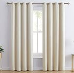 HLC.ME Laurance - Beige Blackout Curtains - Heat Reflective Curtains, Insulated & Fully Shaded Thermal Window Grommet Drapes for Living Room, Set of 2 (Parchment Beige, 52 W x 84 L)