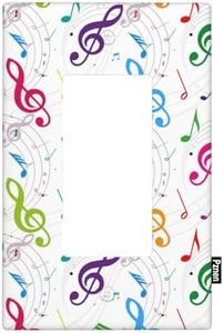 Pznen Musical Light Switch Cover Colorful Treble Clef Music Notes Single Rocker Wall Plate Cover for Music Concert Music Themed Room Decor