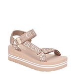 GUESS Women's Avin Wedge Sandal, Rose Gold, 9