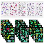 MAYCREATE® 20 Sheets Waterproof Cartoon Fake Tattoo Sticker Glow in The Dark Unicorn Mermaid Outspace Dinosaur Tattoo, Boys Girls Party Supplies Gift