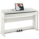 MUSTAR Digital Piano 88 Weighted Keys Hammer Action, Full Size 88 Keys Piano Keyboard Weighted White Electric Piano with Furniture Stand, 3 Pedal Systems, Dual Stereo Speakers