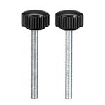 uxcell 2pcs Knurled Clamping Knobs M4 x 40mm Metric Zinc Plated Carbon Steel Male Thread Thumb Screw on Type 16mm Plastic Round Head Threaded Hand Bolt Stud Knobs Black