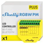 Shelly Plus RGBW PM - Wi-Fi Controller for 12-24 VDC White or color, RGB, RGBW and LED Strips, Power Metering function, Remote control, Compatible with Alexa, Google Home, App iOS, Android