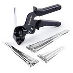 Delgada Stainless Steel Cable Tie Gun Tool Kit,Tensioning Zip Ties Gun with 30pcs 4" 6" 8" Self-Locking Metal Tie Wrap,Tightening and Cutting Tool Width Up to 12mm