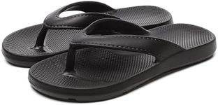 Flip Flops For Women,Strap Orthotic Arch Support Flip Flops With Soft Foam Rubber Soles,Women's Ergonomic Flip-Flops Sandals (Black, Adult, Women, 7.5, Numeric, UK Footwear Size System, Medium)