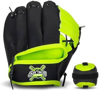 Franklin Sports Kids Toy Baseball Glove + Ball Set - Stiktek Baseball + Teeball Glove for Boys + Girls - Self-Stick Mitt + Ball Included - Youth Toy for Ages 3+ - 8" Inch - Black + Yellow