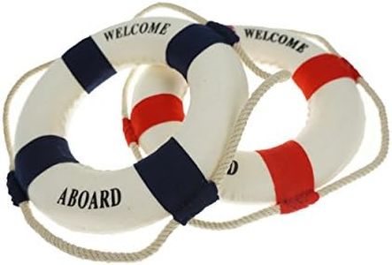 Bilipala 2PCS Welcome Cloth Decorative Life Ring, Buoy Home Wall Nautical Decor, Red & Blue