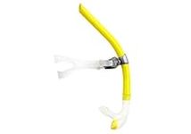 Wokyo Swim Snorkel for Lap Swimming, Swimmer Snorkel Tube Diving Training Snorkeling Gear Easy-Breath Center-Mount Comfortable Silicone Mouthpiece One-Way Purge Valve for Adult Youth (Yellow)