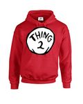 Thing Two 2 and Thing One 1 Couples Matching Funny Costume Cat Twins Top Unisex Fit Hoodie Hooded Sweatshirt Jumber Top Red