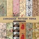 Whaline 24Pcs Chinoiserie Pattern Paper 30 x 30cm Traditional Chinese Painting Theme Scrapbook Paper Double-Sided Decorative Craft Paper Folded Flat for DIY Background Card Making Supplies, 12 Design