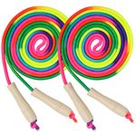 Coolrunner 16 FT Long Jump Rope(2 PACK), Double Dutch Jump Rope, Soft Beaded Skipping Rope for Kids Adults, Plastic Segmented Jump Rope, Long Enough for 4-5 Jumpers (Rainbow)