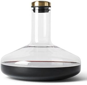 Menu Deluxe Glass Wine Breather Carafe with Brass Lid, Clear, 1.4 Liter Capacity