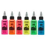 Moon Glow - Neon UV 3D Fabric Paint - 30ml - Textile paint for clothes, t-shirts, bags, shoes & canvas (Set of 6)