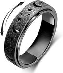 Anxiety Ring for Women Spinner Ring Fidget Toys Adults Fidget Ring Spinner Rings Stainless Steel Fidget Rings for Men Anxiety Fidget Ring Men Moon Star Black 8