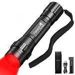 FandyFire Red Light Flashlight, Single Mode LED Red Flashlights for Night, 620-630nm Red Light for Hunting, Zoomable Portable Small Red Flashlight for Aviation, Night Vision, Astronomy