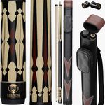 Serpion - 2- Pieces Pool Cue Stick 100% Canadian Maple Wood. Professional Billiard Pool Cue Stick with Hard Case and Joint Protectors