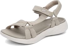 Skechers Women's On-The-go 600-Brilliancy Sport Sandal, Beige/White, 9 Wide