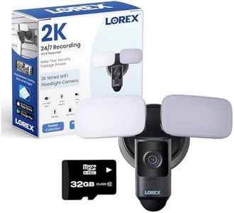 Lorex 2K Wi-Fi Floodlight Camera with Adjustable LEDs, Smart Motion Detection, 2-Way Talk, Color Night Vision, Black