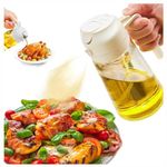 TISTIPPL Olive Oil Dispenser, 2 in 1 Oil Sprayer for Cooking, 16oz/470ml Glass Oil Spray Bottle with Pourer, Food-grade Oil Dispenser and Oil Sprayer for Kitchen, Salad, Frying, BBQ (white)