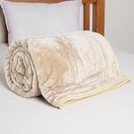 EGYPTO Fleece Blanket Faux Fur Throw for Bed & Sofa – Luxury Extra Soft Fur Brush Fabric – Warm & Cosy Cream Blanket – Versatile Outdoor Blanket Faux Fur Throw King(200cm x 240cm, Cream)