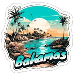 Bahamas Sticker Weatherproof Souvenir Decal Vinyl Small Waterproof for Water Bottle Mug Passport Book Scrapbook Notebook Laptop Tumbler Skateboard Computer Phone Size 4" ID44990