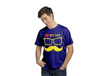 Raavi colors Father's Day T-Shirt |I Love My Dad Printed|White,Yellow,Blue,Black|Cotton| Round Neck|Half Sleeves S,M,L,XL,XXL | for Your Loving Father's.