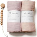 Moonkie Muslin Swaddle Blanket, Essentials Baby Receiving Blanket for Girls and Boys, Infant Wearable Swaddling Set, 47 x 47 inches, 2 Pack (Rose Vanilla/Beige)