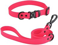 JIPIMON Waterproof Dog Collar and Leash Set Adjustable Quick Release Buckle Collar Leash for Small Medium Large Dogs (Large, Red)