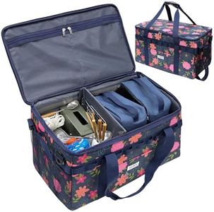JLDTOP Camping Gear Organizer, 2Pcs Packing Cubes with Carrying Bag for Kitchen Supplies, Tailgating Travel Tactical Storage Box for Trucks Vans SUVs Cars, Blue Floral, 49L