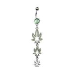 BodyJewelryOnline Adult Belly Navel Ring Dangle-Style with Pot Weed Leaves 14ga-3/8(10mm) - N101390