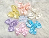 Starvis Silky Satin organza Hair Barrettes Bow Clip for Women Large Bow Hair Metal Clips French Barrette Long Tail Soft Plain Color Bowknot Hair 90's Accessory (Satin Bow Clip- Pastel candy)