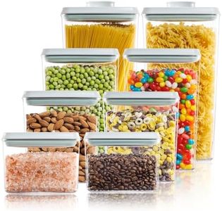Tourdeus Pop Top Food Storage Containers - 8 Pack BPA-Free Pantry Organizers with Airtight Lids, Food-Grade with Measurement Marks