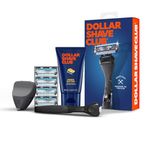 Dollar Shave Club | Welcome Shave Set | 4 Swift Rinse Refill Cartridges, 1 Handle (Black), 1 Shave Butter 3 ounce, 1 Razor Cover