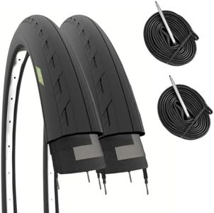 2 COPERTONI 700 X 25C (25-622) + CAMERE PNEUMATICI NERI PER BICI DA CORSA ROAD BIKE STRADA BICICLETTA