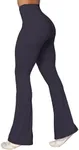 Sunzel Flare Leggings, Crossover Yoga Pants with Tummy Control, High-Waisted and Wide Leg, 28" Inseam, Graphite Large