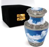 Heavenly Clouds Decorative Urns for Human Ashes Adult Male for Home or Niche. Cremation Urns for Adult Male Large Cremation Urns for Men Adult Urns for Ashes (Moonstone Blue, Small)
