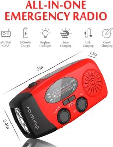 iRonsnow Solar Hand Crank Weather Radio – Portable NOAA AM/FM, LED, SOS, USB Charger, Red