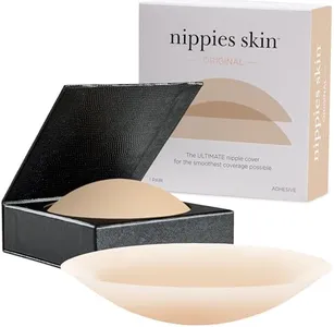 Nippies Nipple Cover - Sticky Adhesive Silicone Nipple Pasties - Reusable Pasty Nipple Covers for Women with Travel Box (Small (Fits A-C Cups), Original, Crème)