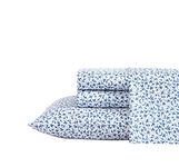 Laura Ashley Home - King Sheets, Soft Sateen Cotton Bedding Set - Sleek, Smooth, & Breathable Home Decor (Lavange Vine Indigo, 4 pieces, King)