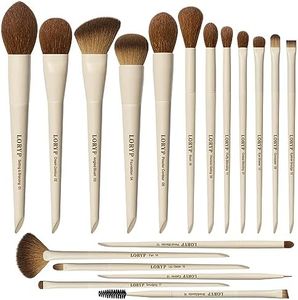 LORYP Makeup Brushes Set Labeled 18 Piece Face and Eye Brush Set Ultra soft hair Foundation, Concealer, Blush, Contour, Blending, Eyeshadow Khaki Brush kit